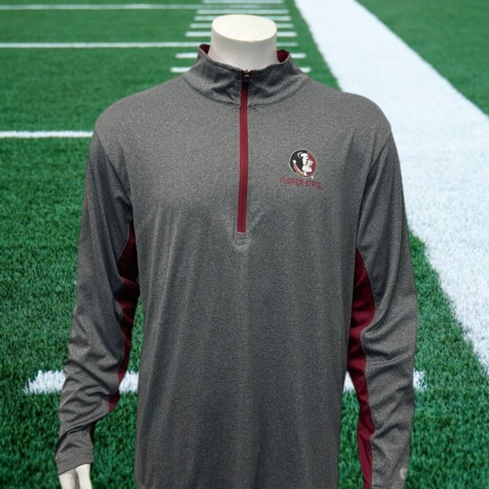 Florida State Seminoles Gray Garnet Colosseum Pullover 1/4 Zip Jacket Shirt XL